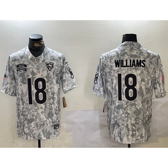 Mens Youths Kids Womens 18 Caleb Williams Salute to Service Stitched Jersey